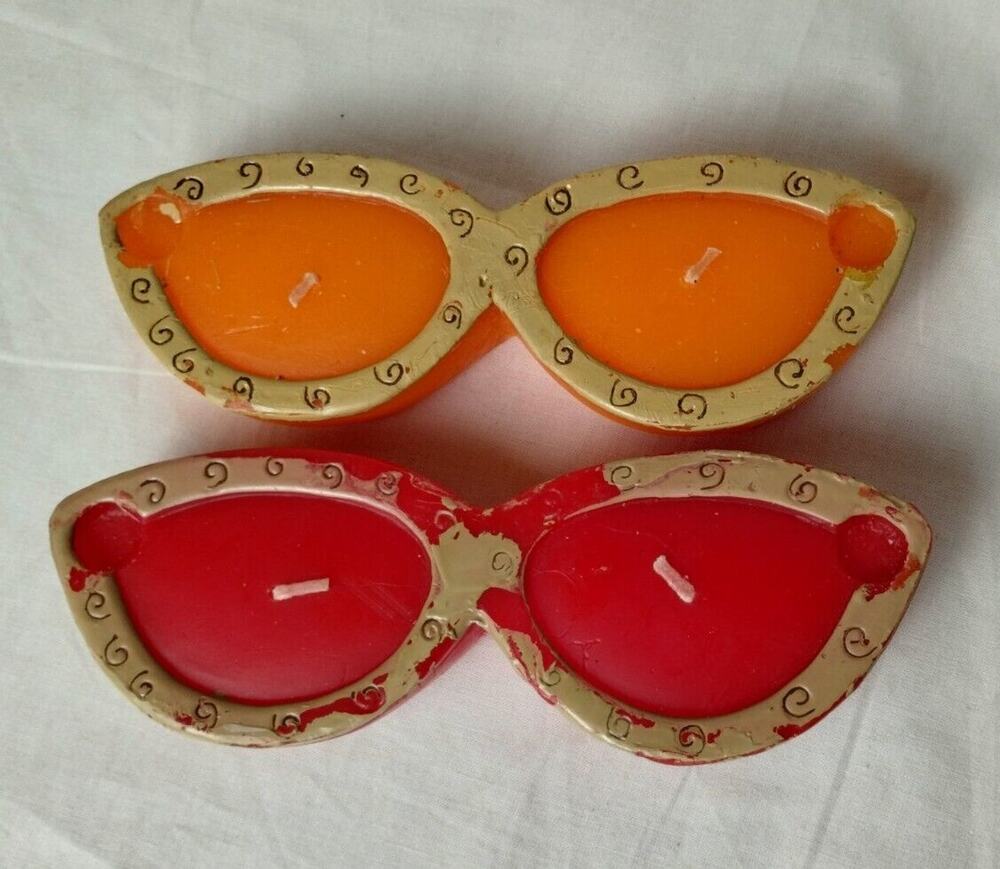 Citronella Floating Candles - Sunglasses Orange /Gold - Red /Gold - 7 Inches